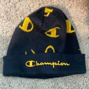 Blue and yellow Champion hat